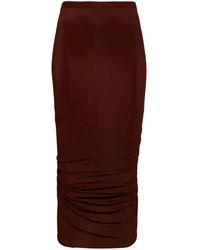 Rick Owens - High-waisted Ruched Midi Skirt - Lyst