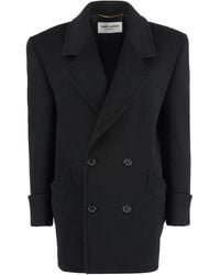 Saint Laurent - Double-Breasted Wool Coat - Lyst