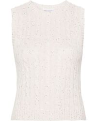 Brunello Cucinelli - Sequin-embellished Knitted Tank Top - Lyst