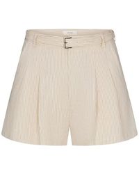 FRAME - Pinstripe Belted Shorts - Lyst