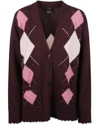 Pinko - Wool And Cashmere Cardigan With Diamond Motif - Lyst