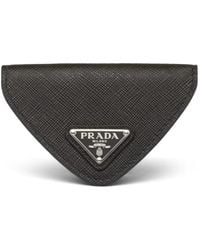 Prada - Saffiano Logo-Plaque Coin Wallet - Lyst