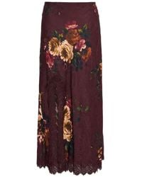 Cara Cara - Lou Lace-Trim Floral-Print Midi Skirt - Lyst
