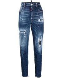 DSquared² - Ripped-Detail Tapered Jeans - Lyst