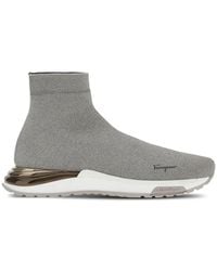 Ferragamo - Logo-Print Sock Sneakers - Lyst