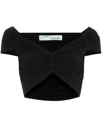 Off-White c/o Virgil Abloh - Off-shoulder Ruched Cropped Top - Lyst