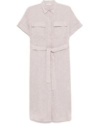 Peserico - Midikleid Aus Leinen - Lyst