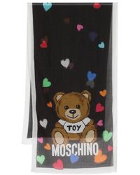 Moschino - Sjaal Met Teddybeer Print En Franje - Lyst