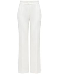Alberta Ferretti - Satin-Stripe Pleated Flared Trousers - Lyst