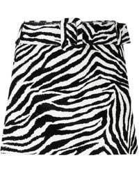 Alessandra Rich - Zebra Print Velvet Mini Skirt - Lyst