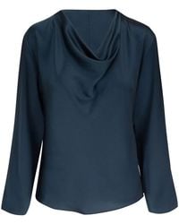 Vince - Cowl-Neck Silk Blouse - Lyst