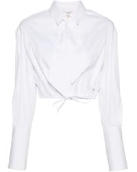 Genny - Logo-Plaque Cropped Poplin Shirt - Lyst