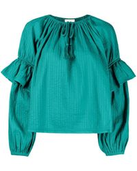 Ulla Johnson - Tie-Front Puff-Sleeve Blouse - Lyst