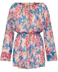 Anjuna - Floral-Print Long-Sleeve Mini Dress - Lyst