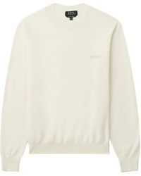 A.P.C. - Logo-embroidered Cotton Jumper - Lyst