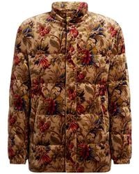 Etro - Cotton Velvet Down Jacket With Floral Print - Lyst