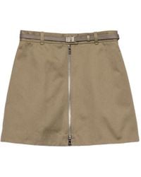 Prada - Belted Zip-Front Mini Skirt - Lyst