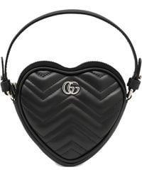 Gucci - Herzförmige Mini Gg Marmont Tasche Schwarz - Lyst