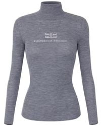 Elisabetta Franchi - Ribbed Knit Turtleneck Top - Lyst