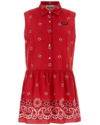 Miu Miu - Printed Cotton Blend Dress - Lyst