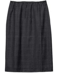Prada - Checked Wool Midi-Skirt - Lyst
