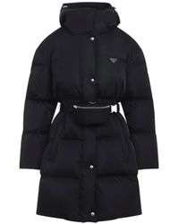 Prada - Doudoune À Taille Ceinturée - Lyst