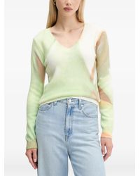 Desigual - Abstract-Print V-Neck Sweater - Lyst