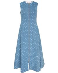 Carolina Herrera - Robe Mi-Longue Zippée À Pois - Lyst