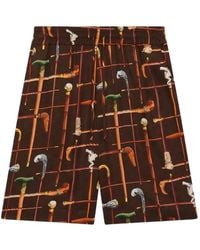 Drole de Monsieur - Walking Stick Print Shorts - Lyst