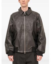 DEVOA - Zip-Up Leather Jacket - Lyst