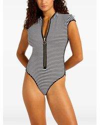 Seafolly - Cap Sleeve Zip Front One Piece Swimsuit - Lyst