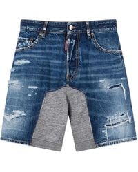 DSquared² - Medium Ripped Wash Hybrid Shorts - Lyst