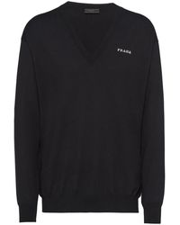 Prada - Kaschmirpullover Mit V-Ausschnitt - Lyst
