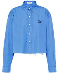Miu Miu クロップド Tシャツ ホワイト | Lyst