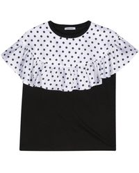 Parlor - Polka-dot Draped T-shirt - Lyst