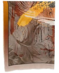D'Aniello - Abstract-Print Frayed-Edge Scarf - Lyst