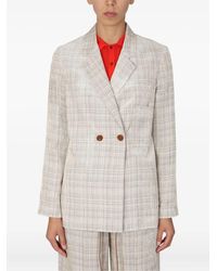 Alysi - Checked Double-Breasted Jacket - Lyst