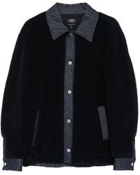 A.P.C. - Will Fleecejacke mit Denim-Einsätzen - Lyst