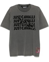 Just Cavalli - Flocked-Logo T-Shirt - Lyst