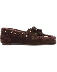 Ancient Greek Sandals - Pliaria Shearling-Trim Suede Loafers - Lyst