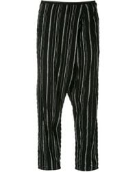 UMA | Raquel Davidowicz Buda Crinkled Striped Trousers - Black