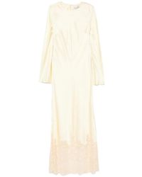 Self-Portrait - Lace-Trim Long-Sleeve Maxi Dress - Lyst