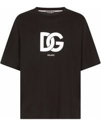 Dolce & Gabbana - Baumwoll-T-Shirt Mit Dg-Logoprint - Lyst