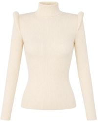 Elisabetta Franchi - Knit Turtleneck Top With 3D Details - Lyst