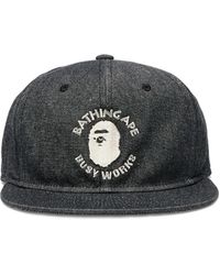 A Bathing Ape - Cappello Da Baseball Denim Con Logo - Lyst