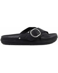 EMU - Ebony Buckle-Detail Crossover-Strap Slides - Lyst