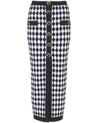 Balmain - Intarsia Gebreide Midi-Rok - Lyst