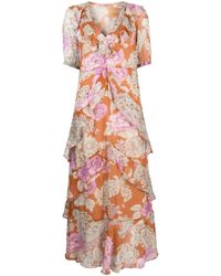 Twin Set - Floral-print Ruffled Maxi Dress - Lyst