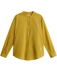 Woolrich - Overhemd Met Koreaanse Kraag Van Voile Van Puur Katoen Groen Grootte - Lyst