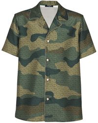 Balmain - Camouflage Monogram Shantung Shirt - Lyst